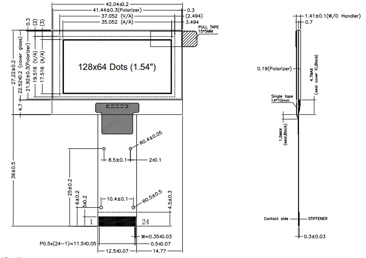 1.54 inch 128x64 oled display panel  24 pin (2)